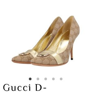 Authentic Gucci Monogram Gold Heels size 7.5